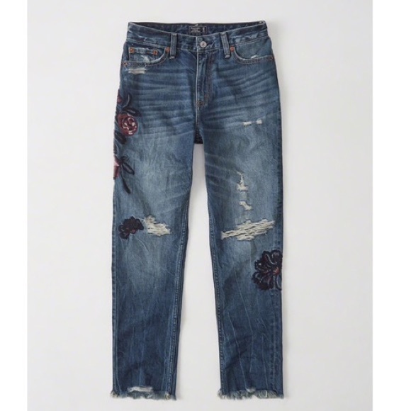 Abercrombie Annie high rise girlfriend floral jean - Picture 1 of 9